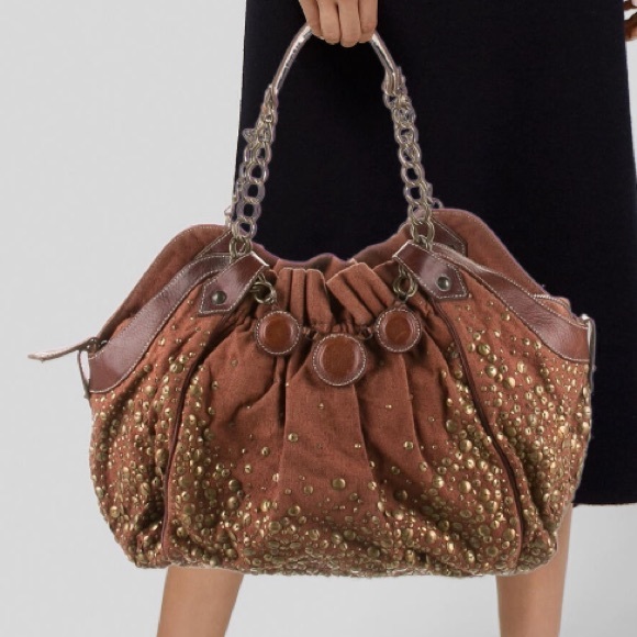 Christian Louboutin canvas leather trimmed shoulder bag. Good condition. - Picture 5 of 8